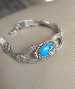 Prachtige zilveren (925) armband met een TURKOOISE EDELSTEEN, Ophalen, Zo goed als nieuw, Met edelsteen, Zilver