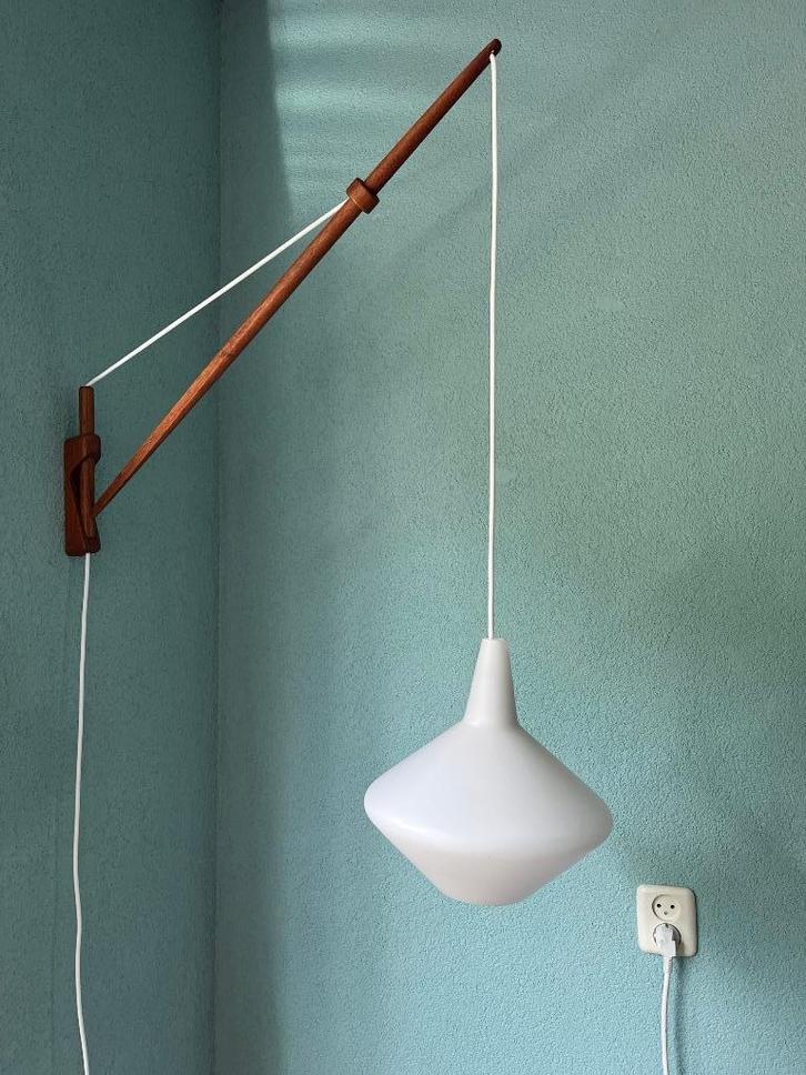 teak wand lamp Lisa Pape voor Stockmann-Orno Finland, 1954, Huis en Inrichting, Lampen | Wandlampen, Glas, Ophalen of Verzenden