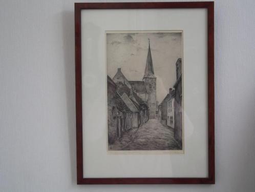 Ets Johan Hemkes. Lammert Wanderssteeg, Harlingen., Antiek en Kunst, Kunst | Etsen en Gravures, Verzenden
