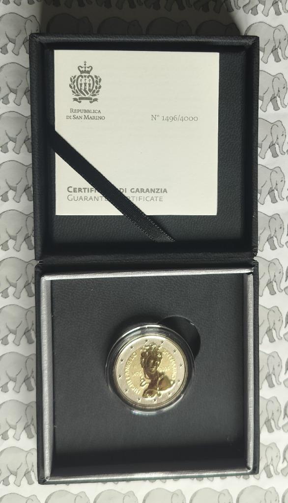 San Marino 2 euro 2025 (34e) "550e verj.Michel Angelo"(proof, Postzegels en Munten, Munten | Europa | Euromunten, Losse munt, 2 euro