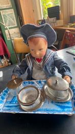 Set glas met metaal voor bij het poppenservies vintage, Antiek en Kunst, Ophalen of Verzenden