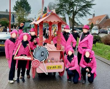 Kleding carnaval (loop ) groep roze slipjas en colbert beschikbaar voor biedingen