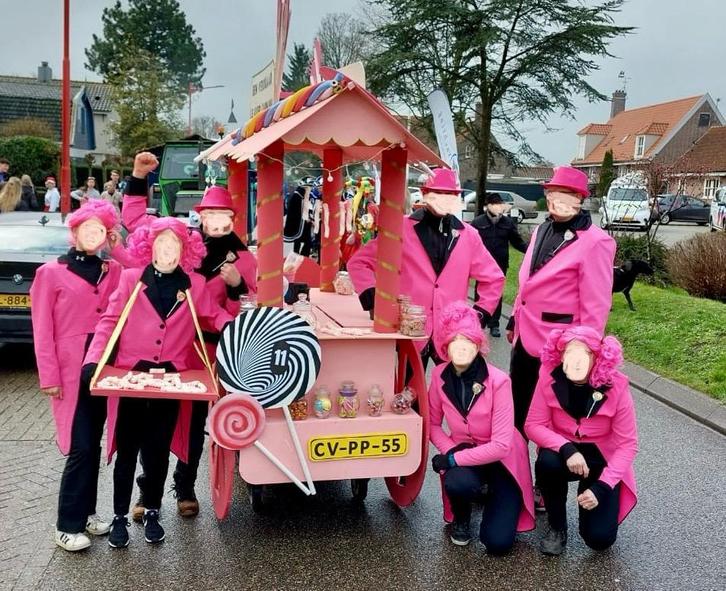 Kleding carnaval (loop ) groep roze slipjas en colbert, Kleding | Dames, Carnavalskleding en Feestkleding, Zo goed als nieuw, Kleding