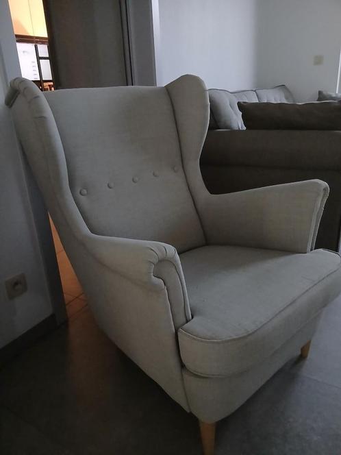 IKEA Strandmon in prima staat!, Huis en Inrichting, Fauteuils, Zo goed als nieuw, Hout, Stof, Minder dan 50 cm, 75 tot 100 cm