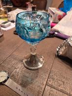 Mooi kristallen glas met zilveren voet, Ophalen of Verzenden