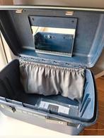 Vintage Delsey Toilettas Blauw met Spiegel, Gebruikt, Blauw, Met slot, Ophalen of Verzenden