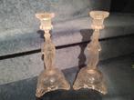 Stel oude glazen kandelaars ca.40x18cm, Antiek en Kunst, Antiek | Glas en Kristal, Ophalen