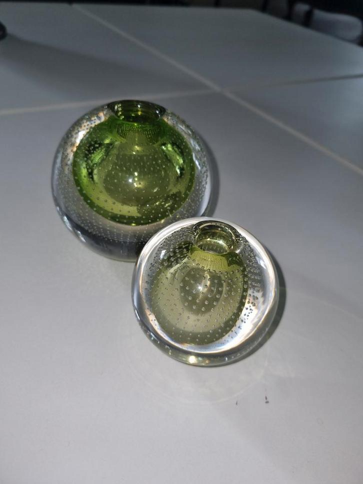 Leerdam Spijkerbollen - Glas, Huis en Inrichting, Woonaccessoires | Vazen, Zo goed als nieuw, Groen, Minder dan 50 cm, Glas, Ophalen of Verzenden