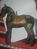 Antiek houten met brons  paardje, Ophalen