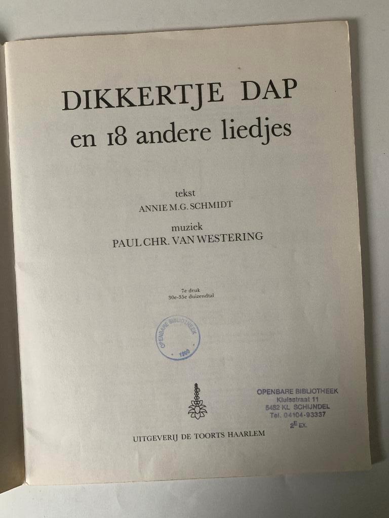 Dikkertje Dap en de leeuw is los liedjes Annie M.G. Schmidt, Muziek en Instrumenten, Gebruikt, Verzenden, Gitaar, Artiest of Componist