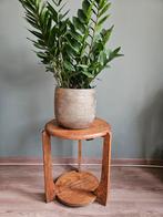 Antieke / vintage houten bijzettafel / plantentafel, rond, Ophalen, Gebruikt