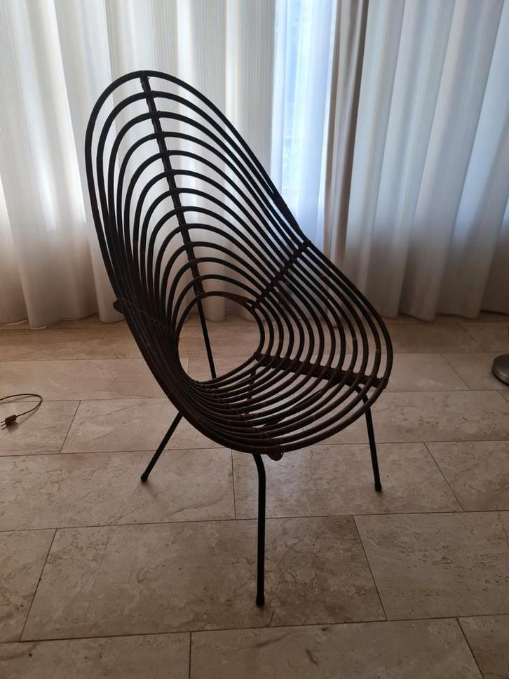 Vintage Design Bamboe Lounge Stoel, Huis en Inrichting, Stoelen, Gebruikt, Eén, Riet of Rotan, Bruin, Ophalen of Verzenden