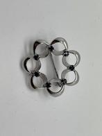 C523 Prachtige zilveren broche blauwe saffier, Sieraden, Tassen en Uiterlijk, Broches, Minder dan 4 cm, Ophalen of Verzenden, X