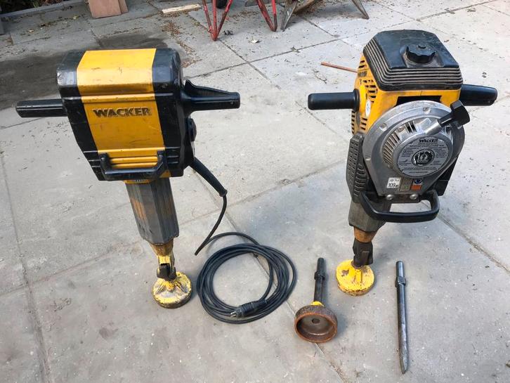 Palenrammer huren elektrisch en benzine, Tuin en Terras, Terrasdelen en Vlonders, Zo goed als nieuw, Hout, Ophalen