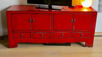 Rood chinees kastje, TV meubel beschikbaar voor biedingen