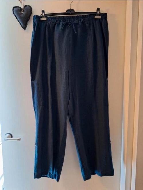 Sempre Piu - linnen broek - maat 54, Kleding | Dames, Grote Maten, Zo goed als nieuw, Broek of Spijkerbroek, Blauw, Ophalen of Verzenden