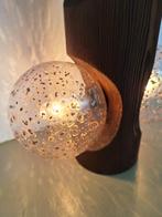 vintage design Temde globe hanglamp 1960s houten bollen-lamp, Gebruikt, Ophalen of Verzenden, Glas, 50 tot 75 cm