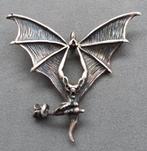 Vintage Zilveren 925 Vleermuis met Rozentak Ketting Hanger, Ophalen of Verzenden, Zilver, Hanger
