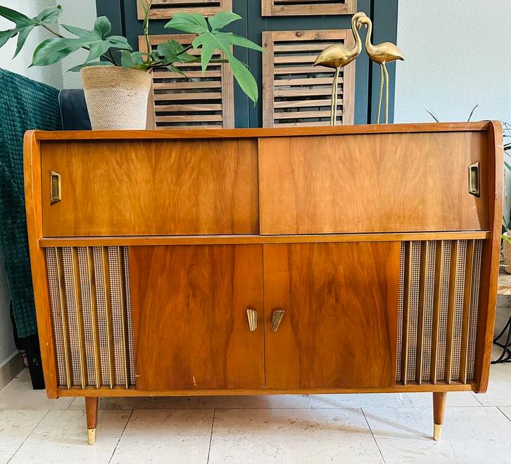 Vintage jaren 50 Telefunken audiomeubel, Antiek en Kunst, Antiek | Meubels | Kasten, Ophalen