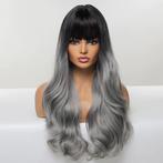 Grijze Zwarte Lange Pruik Met Pony Haar Dames Vrouwen, Sieraden, Tassen en Uiterlijk, Uiterlijk | Haarverzorging, Verzenden, Nieuw