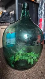 Grote groene vaas met kunstgroen - 50cm, Ophalen, Groen, Glas, 50 tot 75 cm