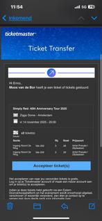 Simply red 2 zitplaatsen 14 november, Tickets en Kaartjes, Twee personen, November