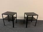 Set van 2 zwarte metalen bijzettafels of nachtkastje, Minder dan 45 cm, Minder dan 55 cm, Gebruikt, Metaal of Aluminium