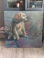 Schilderij blonde Labrador pup kinderkamer, Ophalen, Zo goed als nieuw, Schilderij, Minder dan 50 cm
