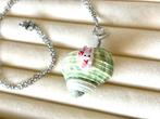 Groene konijnen schelp zilver ketting met hanger, Verzenden, Nieuw, Zilver, Overige materialen