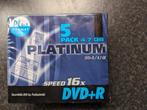 DVD+r Platinum 4.7 GB 5 stuks brandschijven, Computers en Software, Beschrijfbare discs, Nieuw, Dvd, Ophalen of Verzenden, Herschrijfbaar