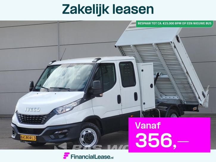 Iveco Daily 35C14 Kipper met Kist Dubbel Cabine Dubbellucht, Auto's, Bestelauto's, Bedrijf, Lease, Financial lease, Airconditioning