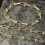 14k gouden dames ketting met armband set, Sieraden, Tassen en Uiterlijk, Armbanden, Ophalen of Verzenden, Zo goed als nieuw, Goud