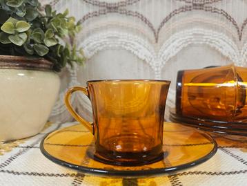 Duralex Amber kop en schotel set (4 stuks) beschikbaar voor biedingen
