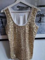 Calvin Klein 40 Medium Glitter Goud top hempje pailletten, Kleding | Dames, Tops, Maat 38/40 (M), Wit, Ophalen of Verzenden, Zonder mouw