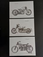 Reclame tekening set van 3 Harley-Davidson vintage USA, Boeken, Motoren, Ophalen of Verzenden, Zo goed als nieuw, Algemeen
