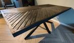 Zwarte mangohout eettafel, Ophalen, 50 tot 100 cm, Zo goed als nieuw, Vijf personen of meer