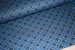 Jacquard weef stof van polyester - donker blauw/zwart #2762, Hobby en Vrije tijd, Blauw, 120 cm of meer, Ophalen of Verzenden