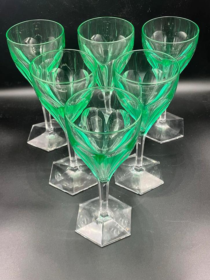 Val Saint Lambert Gevaert Uranium Glazen (6), Antiek en Kunst, Antiek | Glas en Kristal, Ophalen of Verzenden