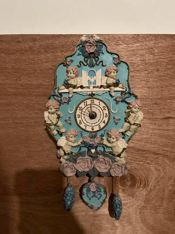 Vintage 3D Wandklok Engelen & Rozen beschikbaar voor biedingen