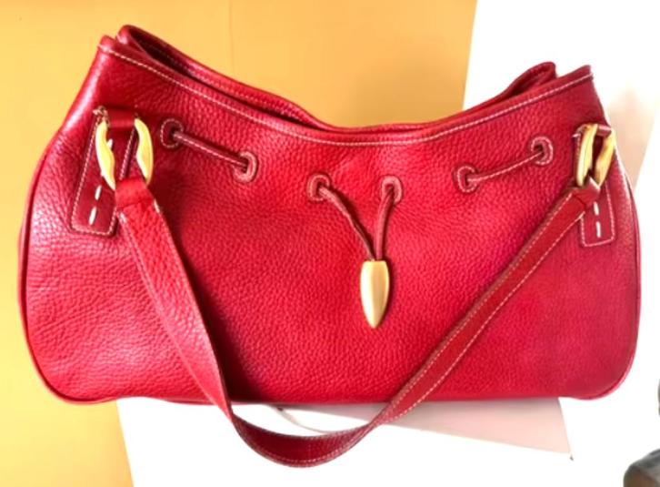 Mooie rode leren tas nieuwstaat schoudertas , tas CHCS, Sieraden, Tassen en Uiterlijk, Tassen | Damestassen, Zo goed als nieuw