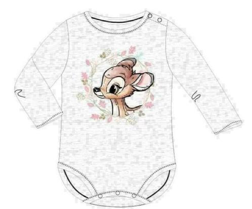 Bambi Rompertje Grijs Lange Mouw Disney - Maat 68-74-80-86, Kinderen en Baby's, Babykleding | Maat 68, Nieuw, Meisje, Nacht- of Onderkleding