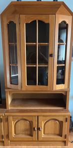 Te koop: eikenhout vitrine kast, Huis en Inrichting, Kasten | Vitrinekasten, Ophalen, 200 cm of meer, Eikenhout, Zo goed als nieuw