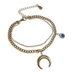 15cm tot 19cm Gelaagde Dubbele Armband Dames Verguld RVS, Sieraden, Tassen en Uiterlijk, Armbanden, Staal, Birgitta-Gracht 33, 6465 EL Kerkrade, Nederland