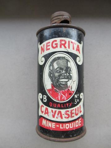 2x Antiek blikje Negrita Kachelzwart Ca Va Seul beschikbaar voor biedingen