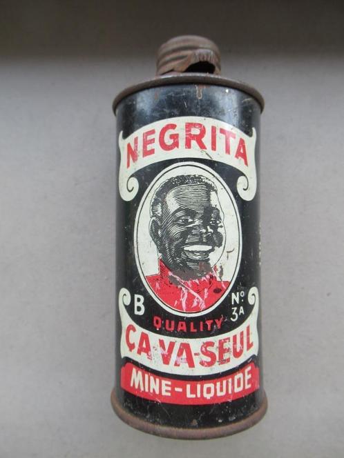 2x Antiek blikje Negrita Kachelzwart Ca Va Seul, Verzamelen, Blikken, Gebruikt, Overige, Overige merken, Ophalen of Verzenden