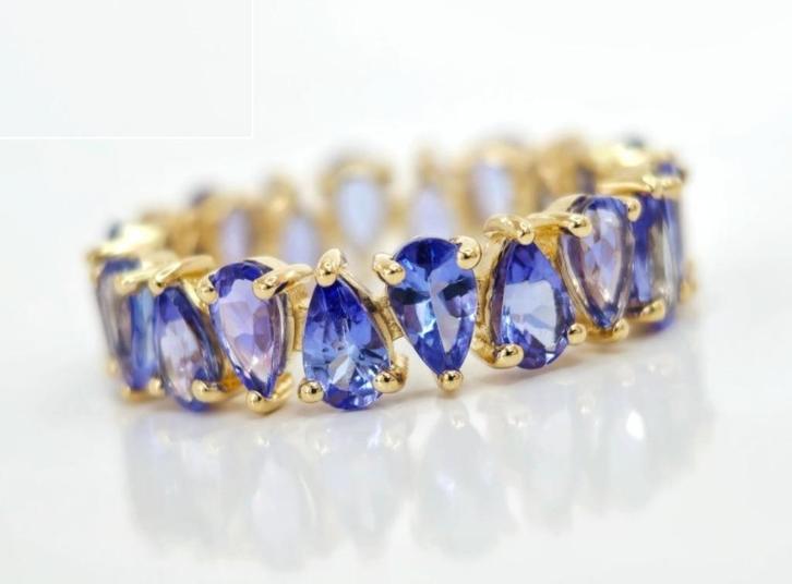 14 karaat goud Blauw Tanzaniet Designer Ring, Sieraden, Tassen en Uiterlijk, Edelstenen, Nieuw, Ophalen of Verzenden