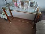 Prachtige sidetable met glazen plaat, 100 tot 150 cm, Ophalen of Verzenden, Zo goed als nieuw, 25 tot 50 cm