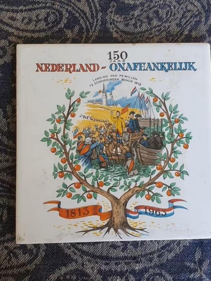 150 jaar Nederland onafhankelijk sphinx landing  Willem 1863, Antiek en Kunst, Antiek | Wandborden en Tegels, Ophalen