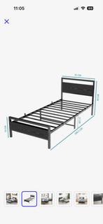 Nieuw metalen bedframe 90x200 cm, Ophalen, 90 cm, Eenpersoons, Zwart