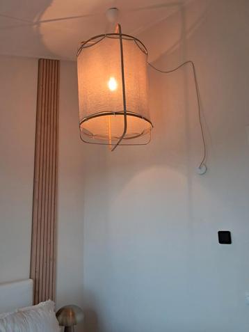 STIJLVOLLE XXL BAMBOE ,LINNEN HANGLAMP.  LAMPION/ LANTAARN  beschikbaar voor biedingen